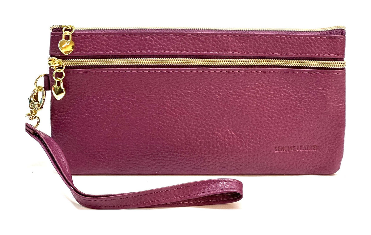 HE309 Plum Wristlet Zip Wallet