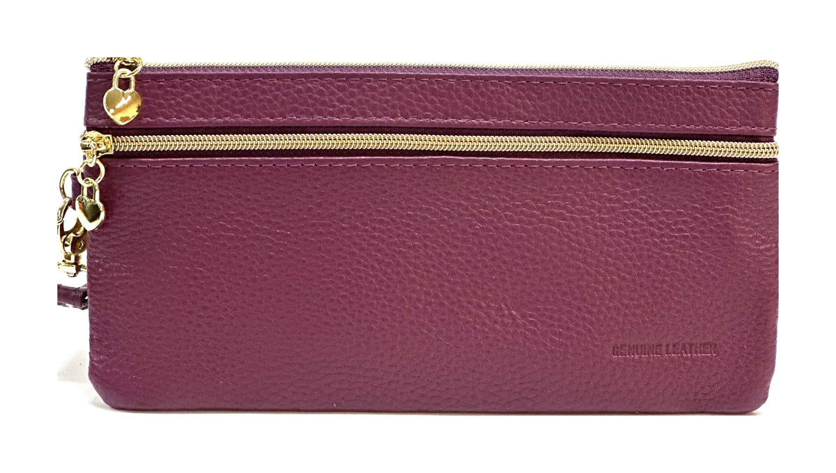 HE309 Plum Wristlet Zip Wallet