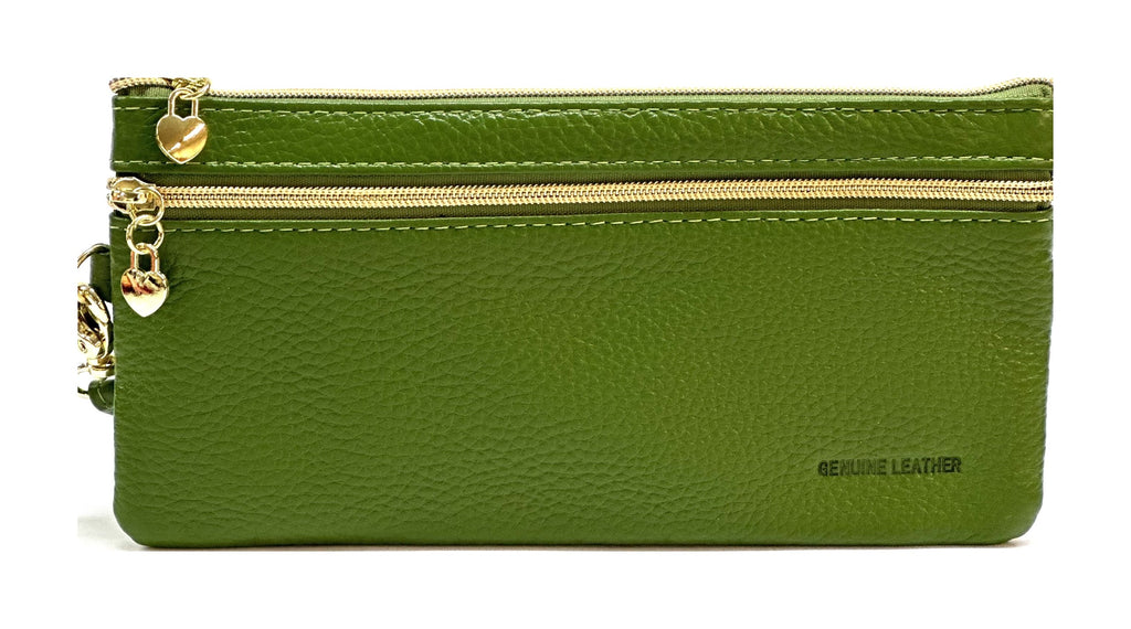 HE310 Olive Green Wristlet Zip Wallet