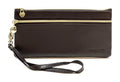 HE312 Dark Brown Wristlet Zip Wallet