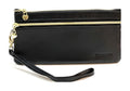 HE313 Black Leather Wristlet Zip Wallet