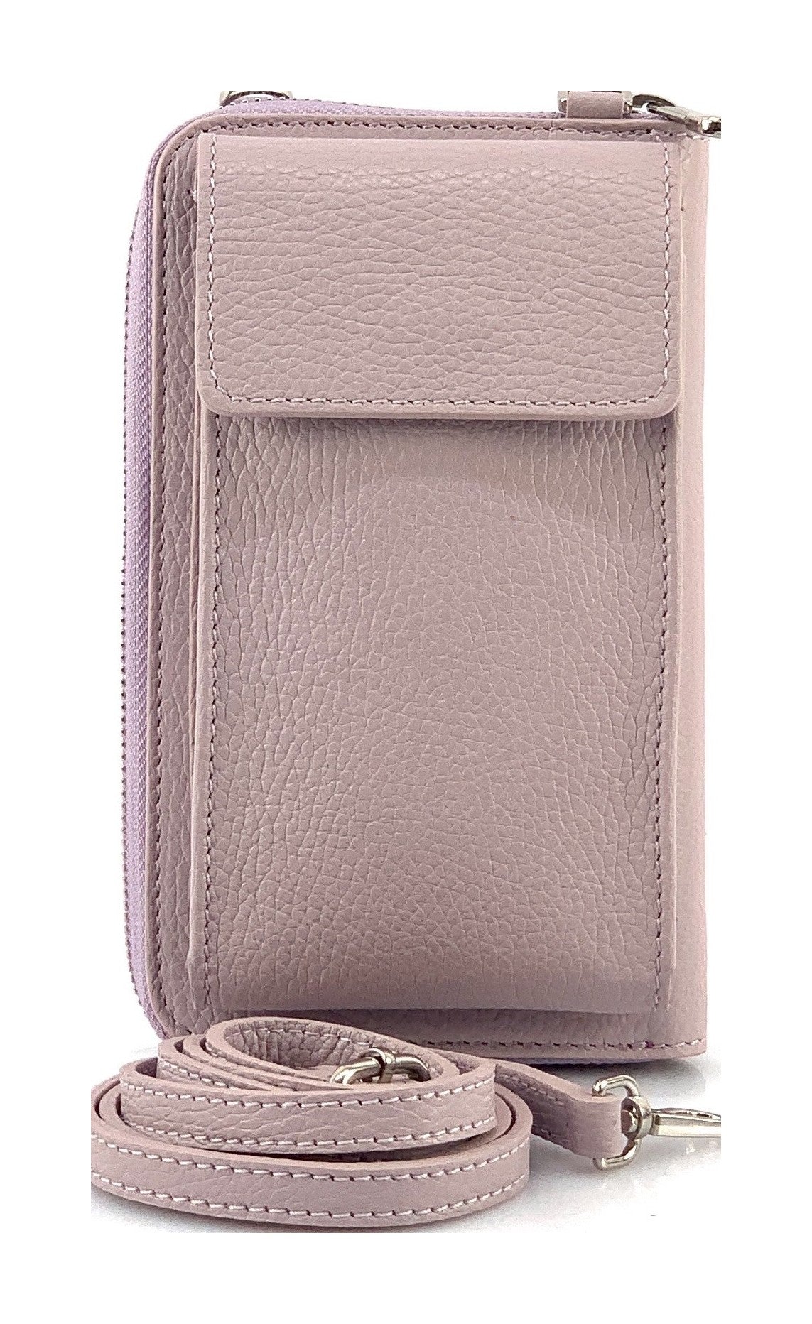 HE314 Lilac Leather Crossbody Phone Wallet