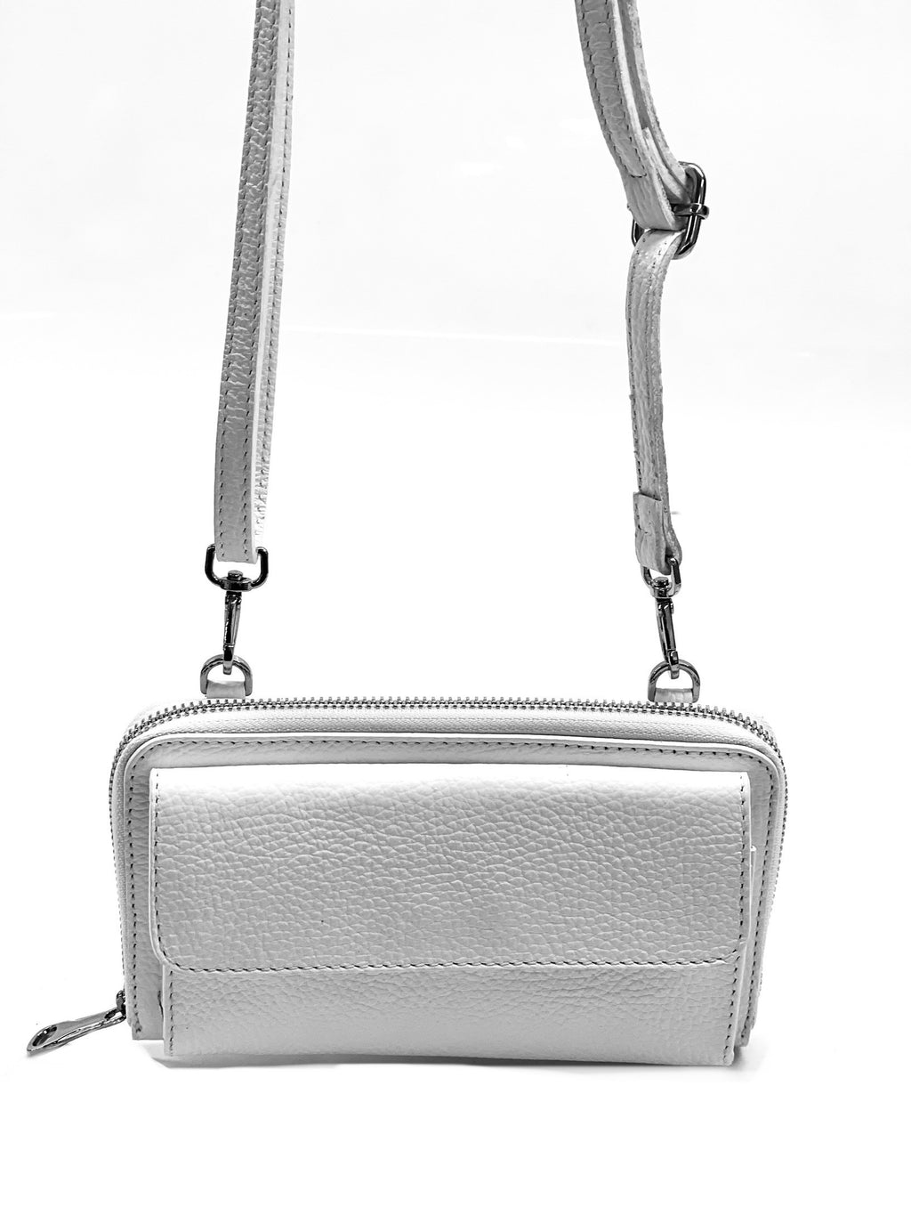 HE318 White Crossbody Phone Wallet