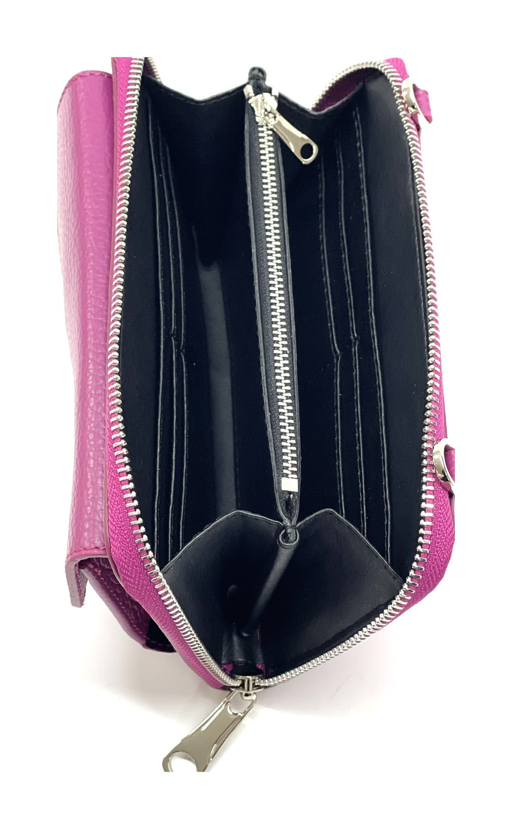 HE319 Magenta Leather Crossbody Phone Wallet