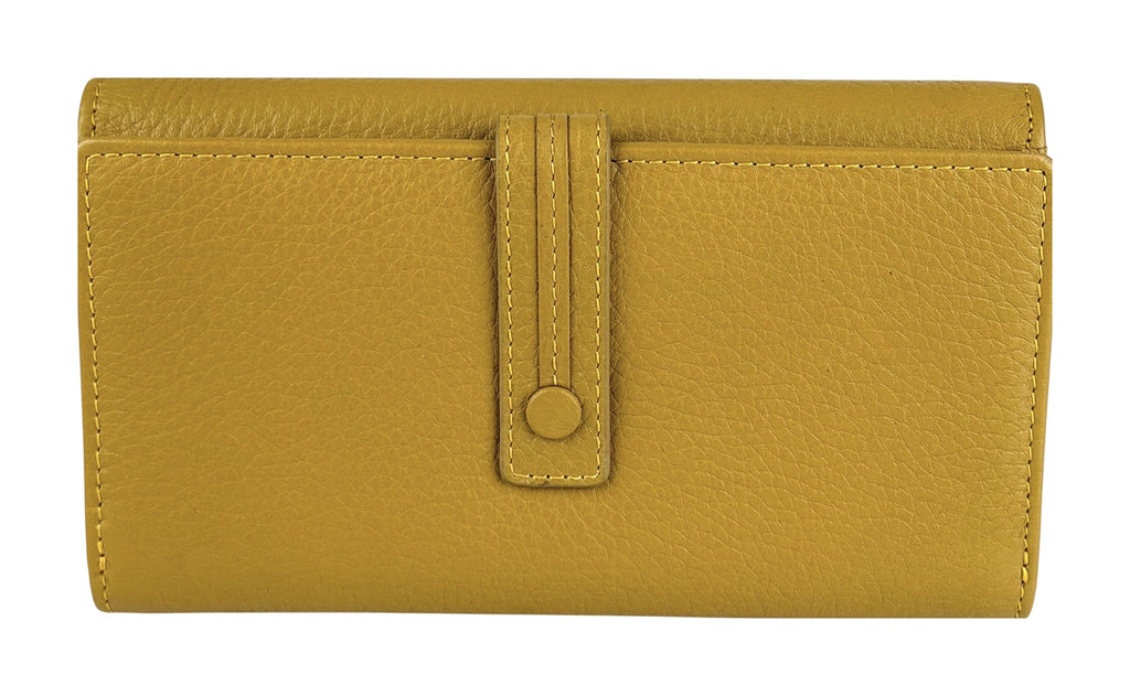 HE320 Mustard Accordion Snap Wallet