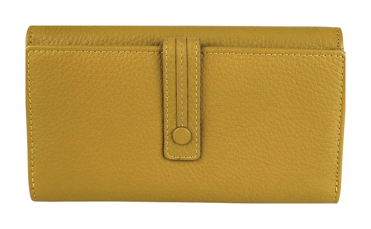 HE320 Mustard Accordion Snap Wallet