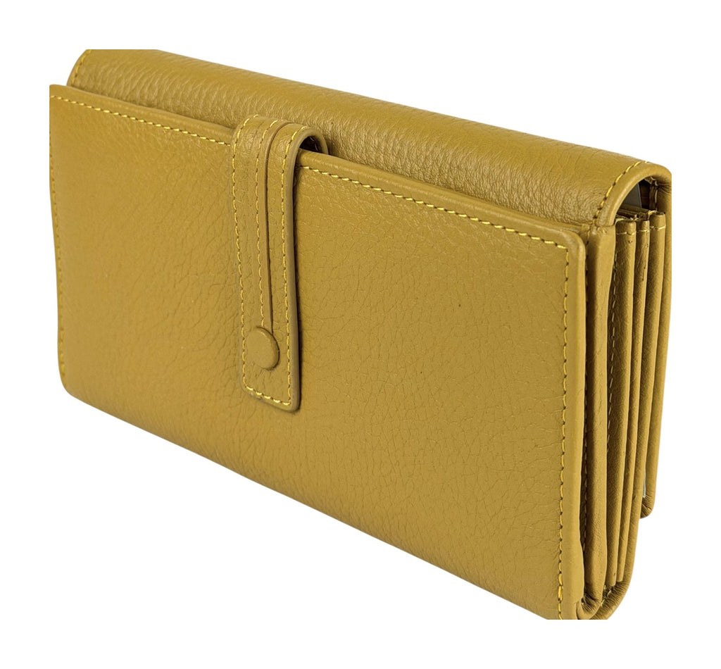 HE320 Mustard Accordion Snap Wallet