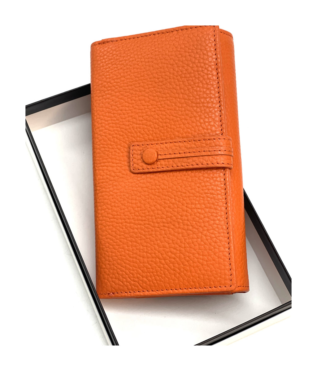 HE321 Orange Accordion Snap Wallet