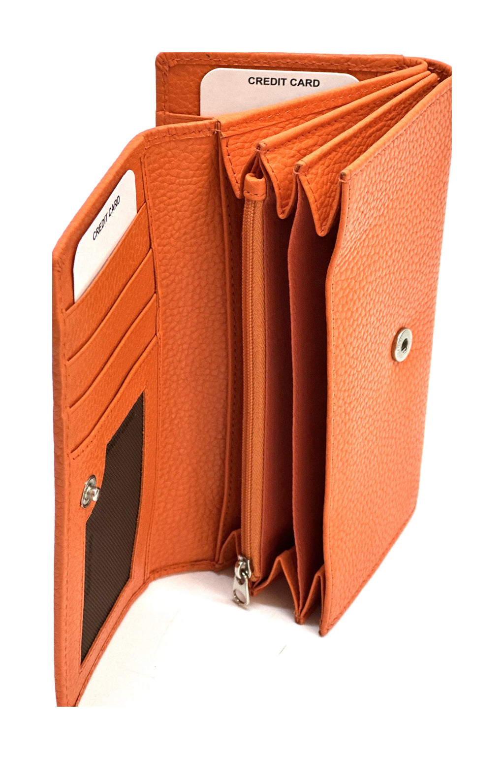HE321 Orange Accordion Snap Wallet