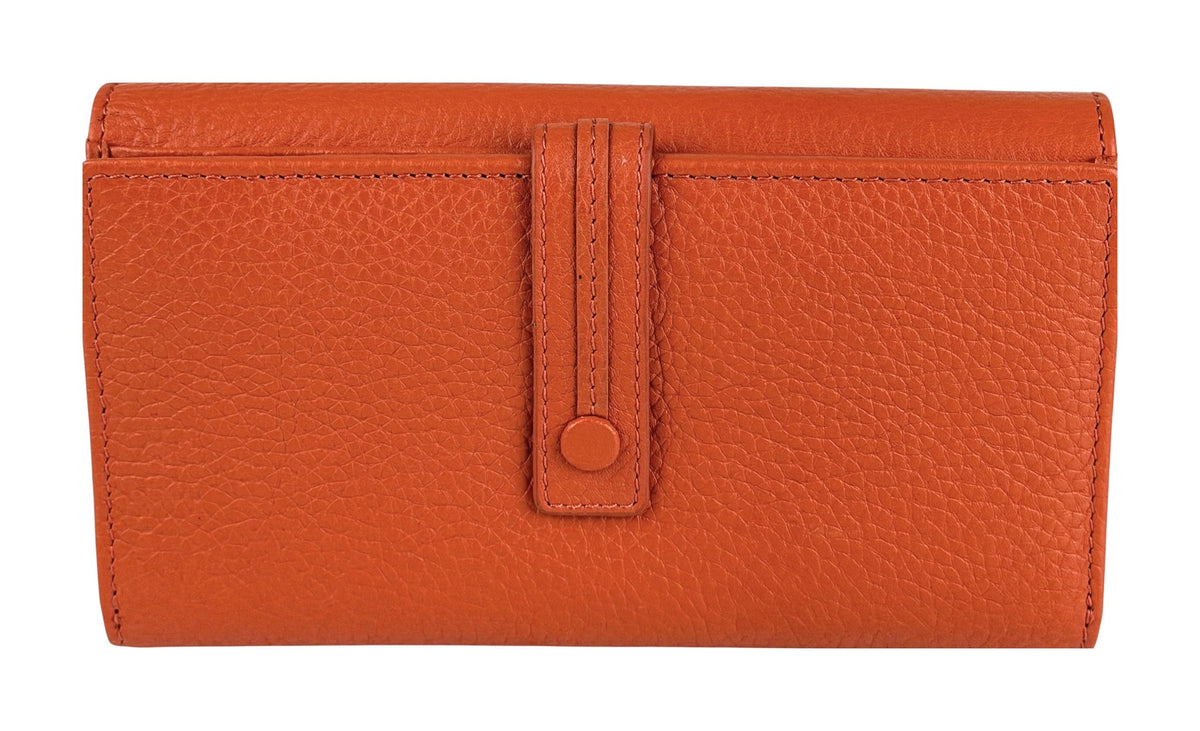 HE322 Papaya Orange Accordion Snap Wallet