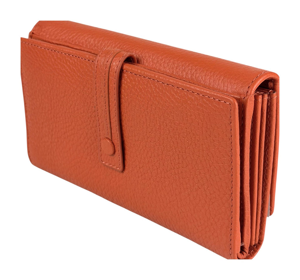 HE322 Papaya Orange Accordion Snap Wallet