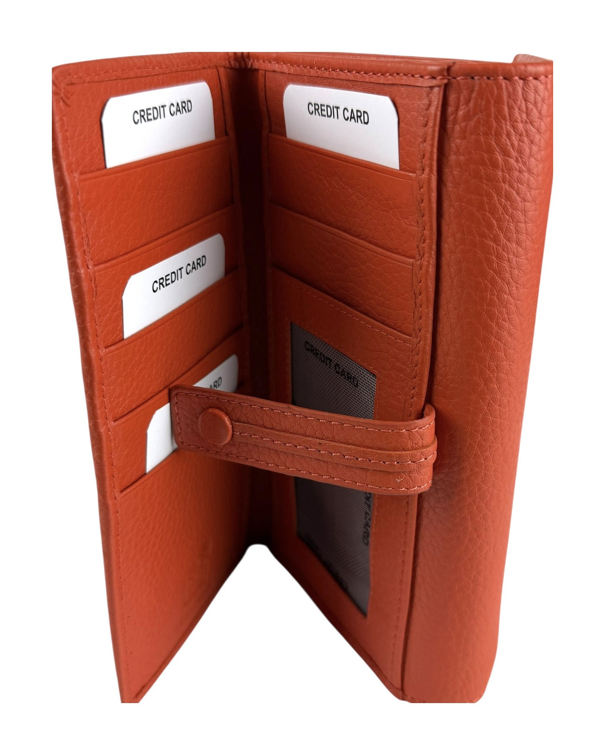 HE322 Papaya Orange Accordion Snap Wallet