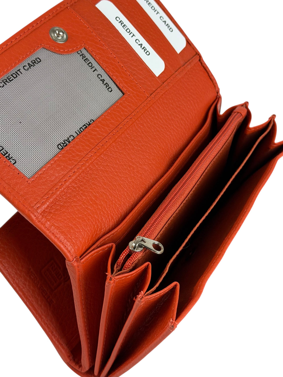 HE322 Papaya Orange Accordion Snap Wallet