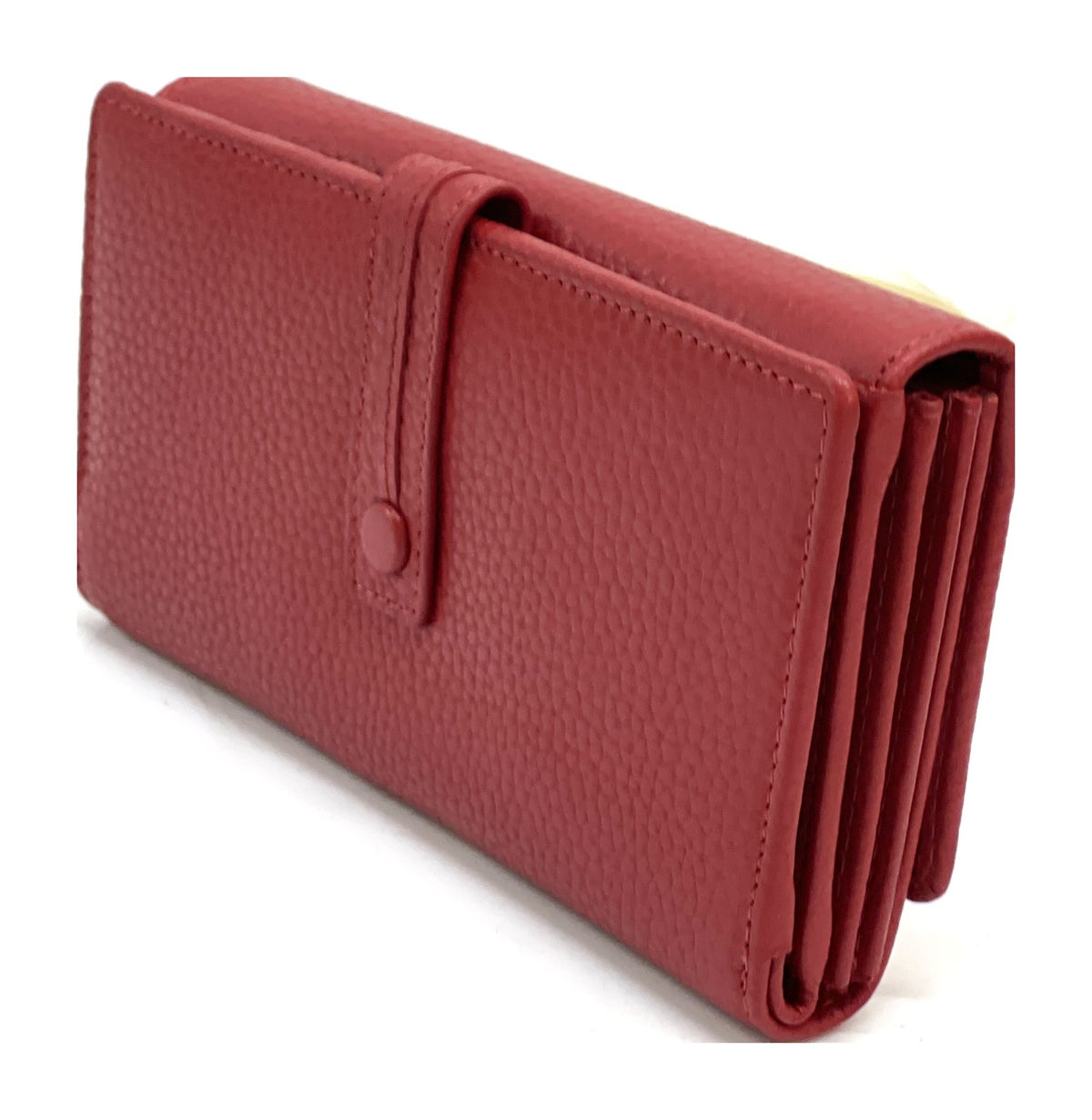 HE323 Red Accordion Leather Snap Wallet