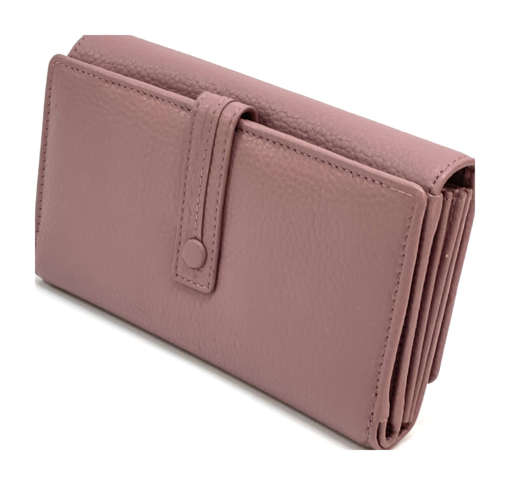 HE325 Dusty Rose Accordion Snap Wallet