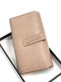HE326 Powder Pink Accordion Leather Snap Wallet