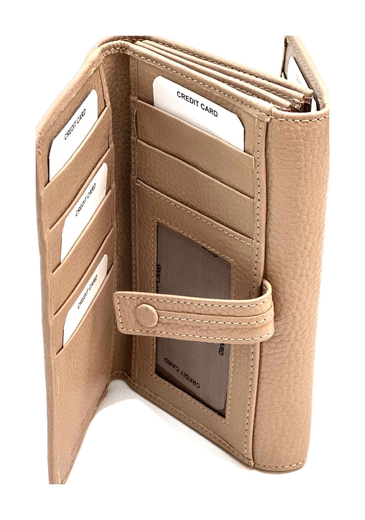 HE326 Powder Pink Accordion Leather Snap Wallet