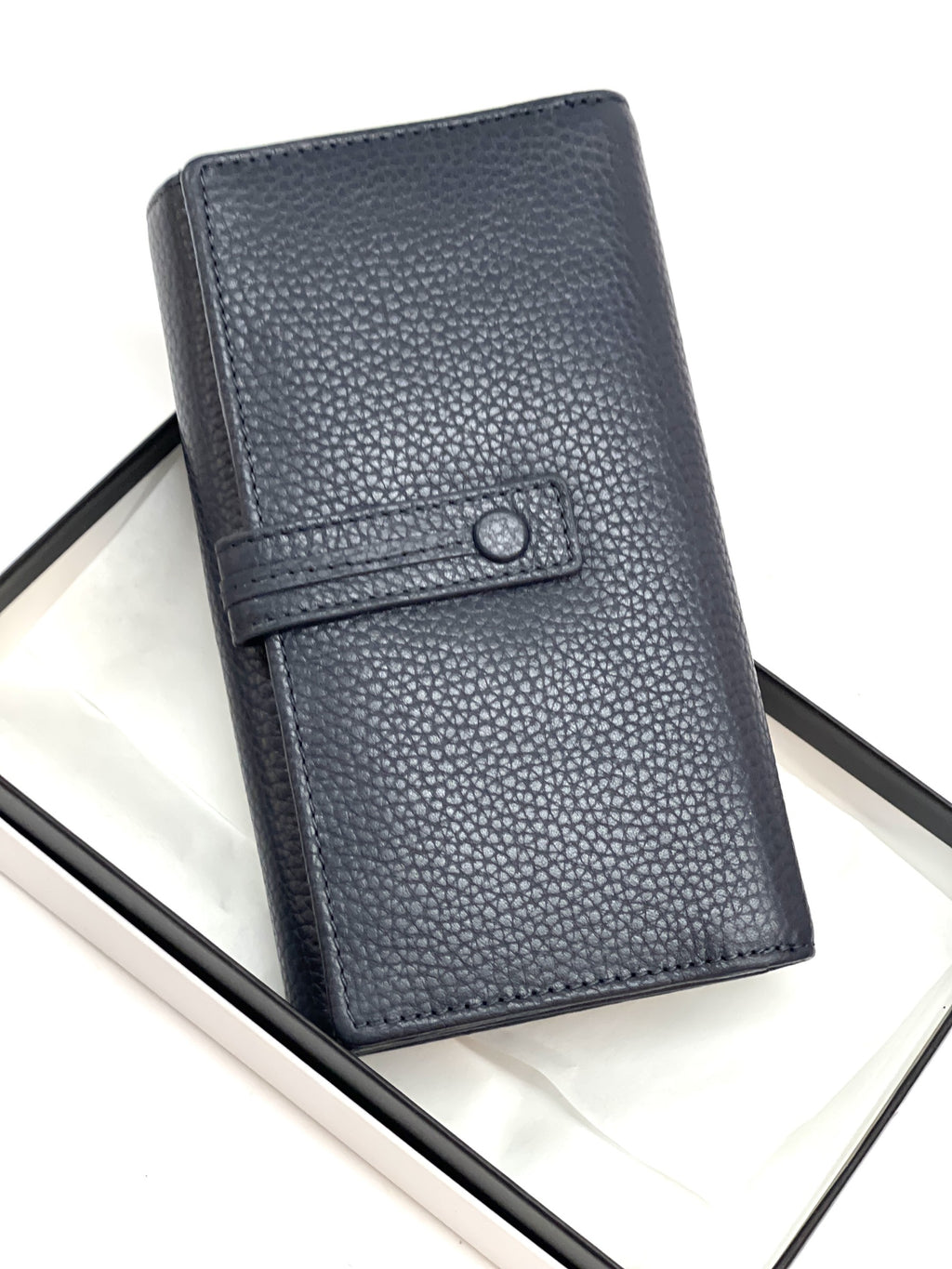 HE327 Navy Accordion Snap Wallet