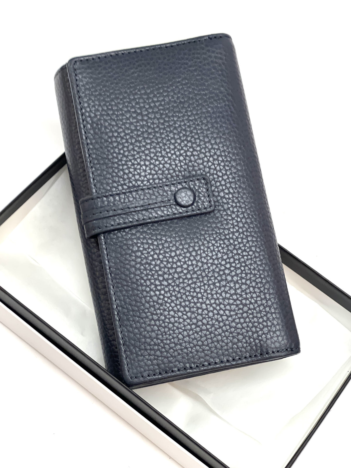 HE327 Navy Accordion Snap Wallet