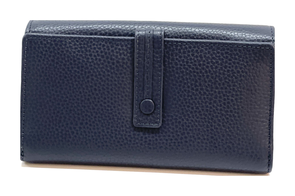 HE327 Navy Accordion Snap Wallet