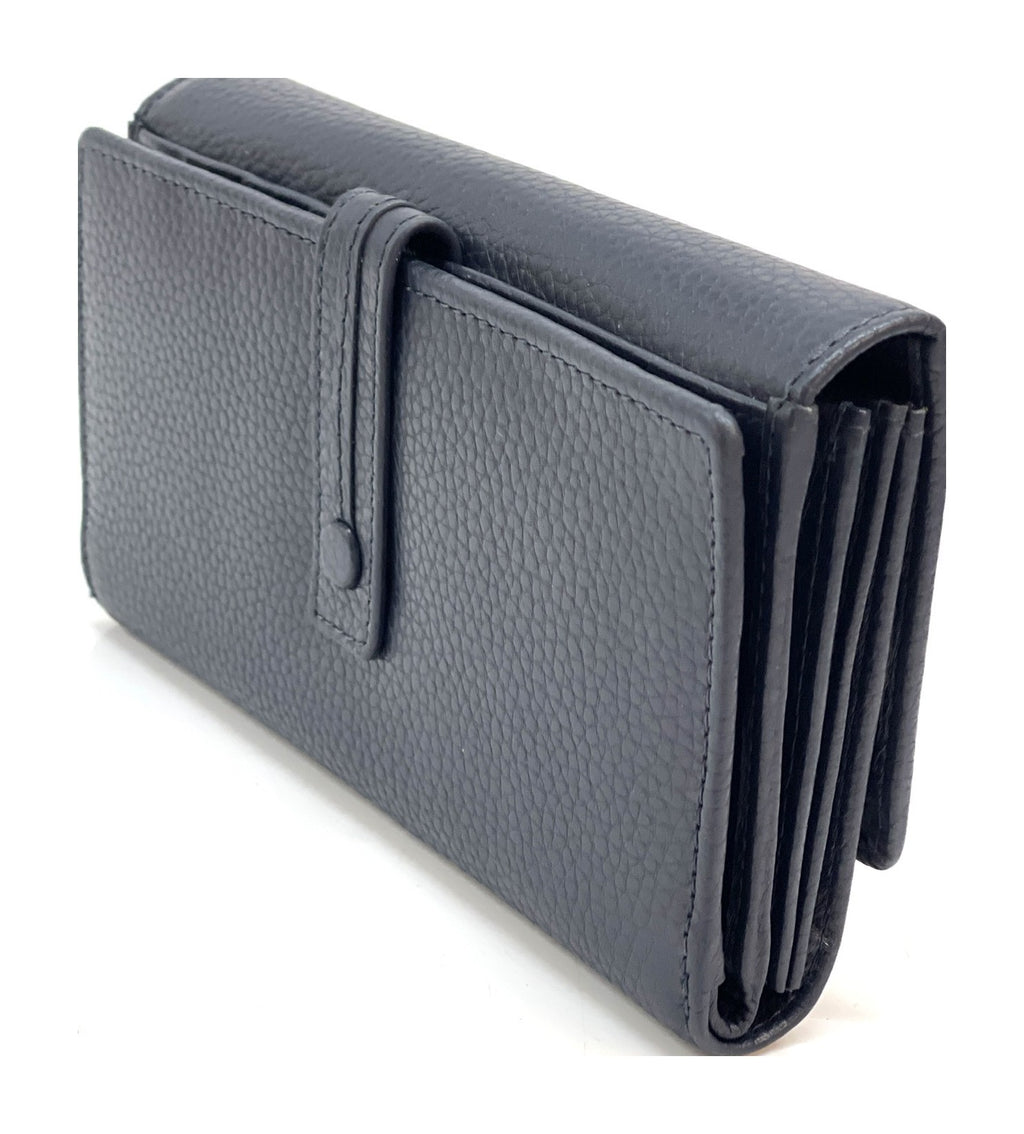 HE327 Navy Accordion Snap Wallet