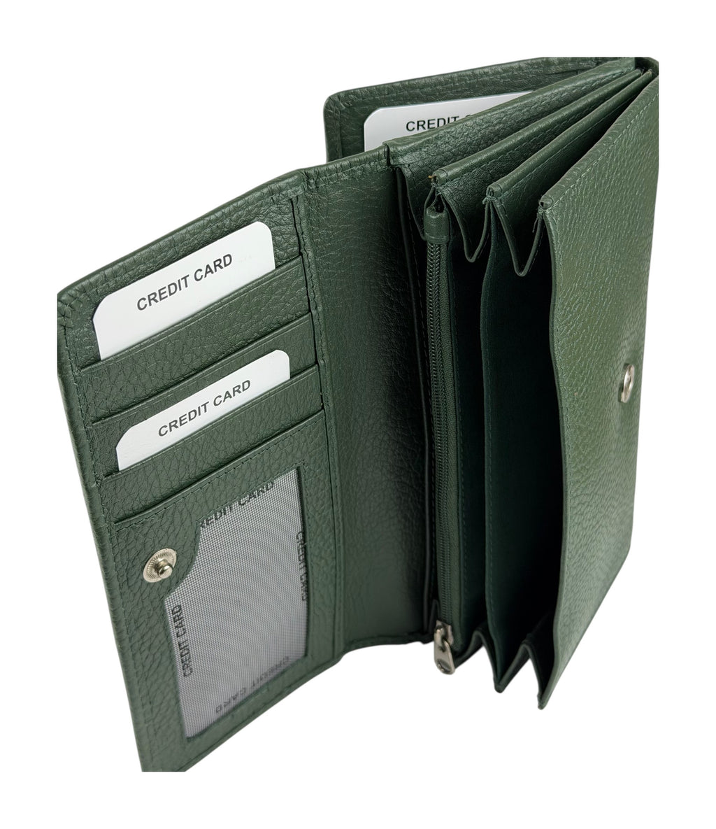 HE330 Forest Green Accordion Snap Wallet