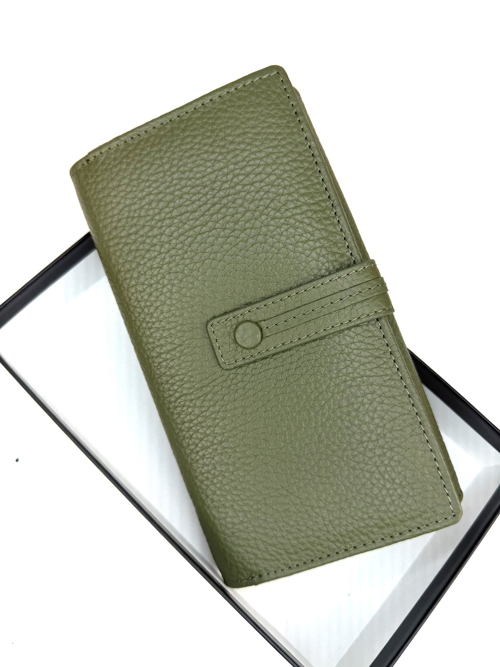 HE331 Olive Green Accordion Snap Wallet