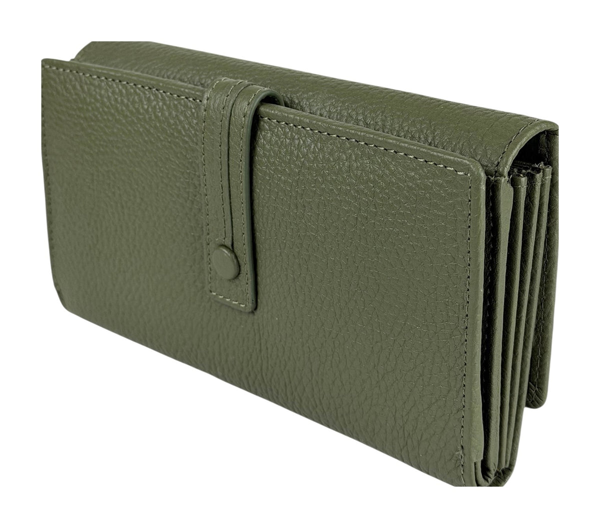 HE331 Olive Green Accordion Snap Wallet