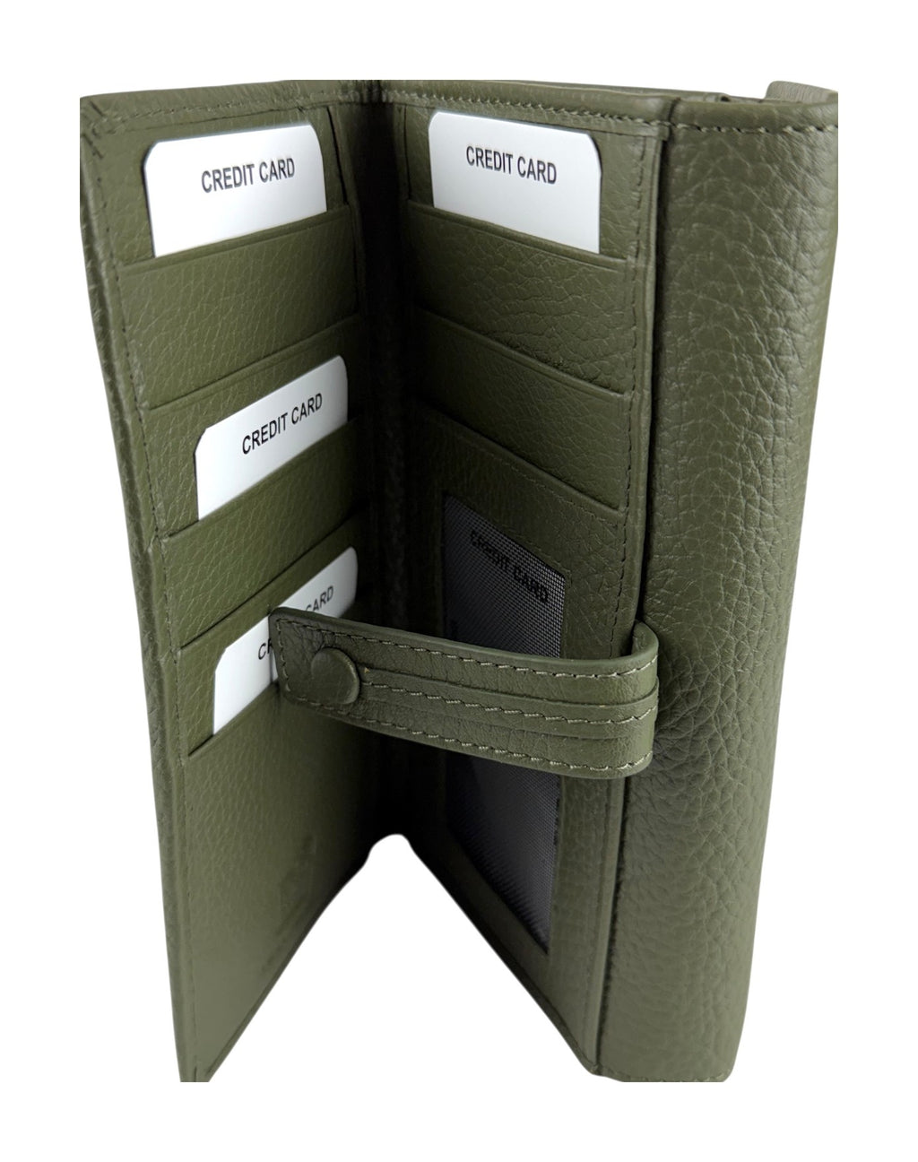 HE331 Olive Green Accordion Snap Wallet