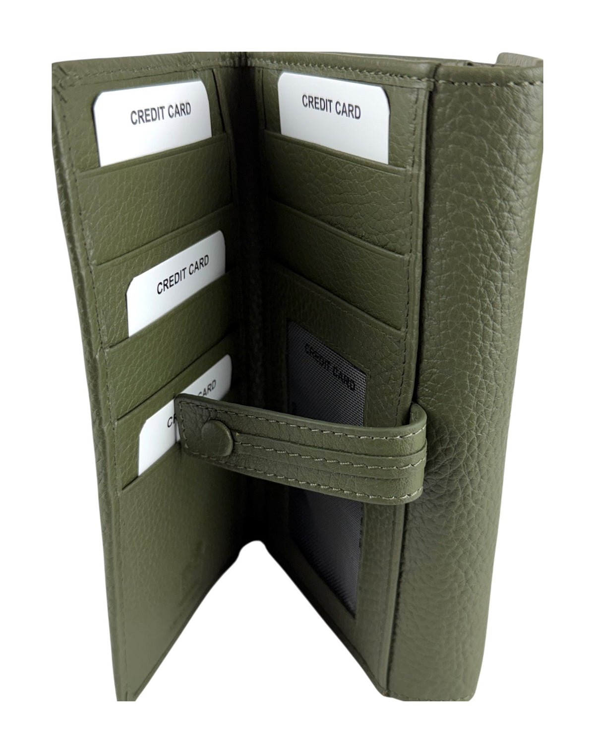 HE331 Olive Green Accordion Snap Wallet