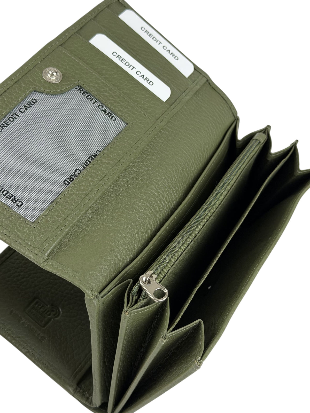HE331 Olive Green Accordion Snap Wallet