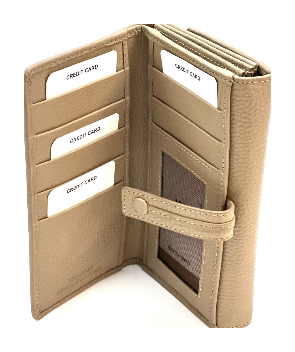 HE332 Taupe Accordion Snap Wallet