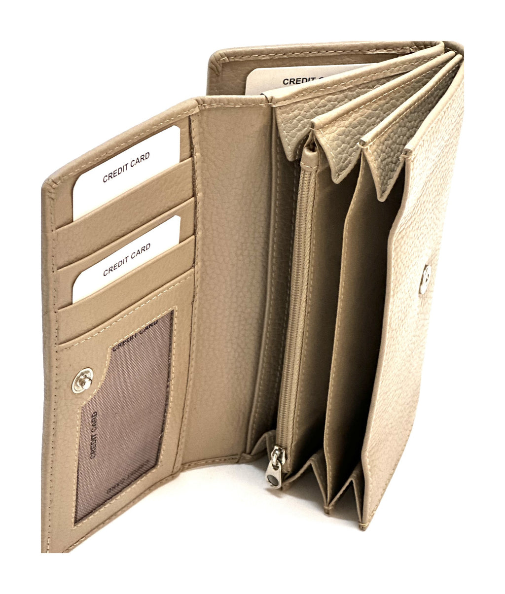 HE332 Taupe Accordion Snap Wallet