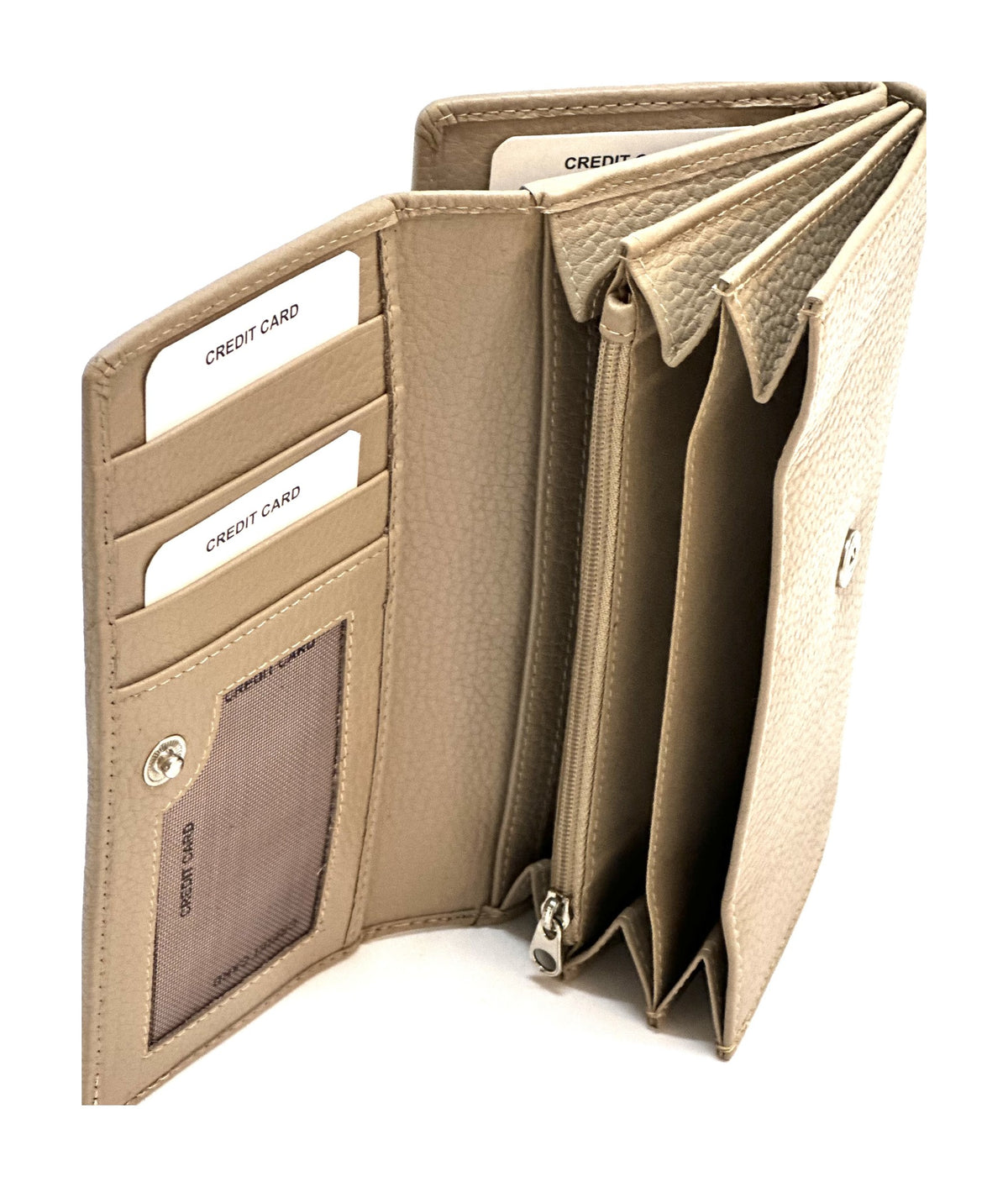 HE332 Taupe Accordion Snap Wallet