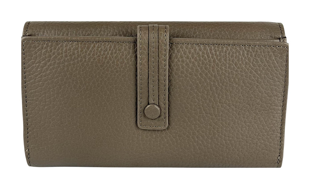 HE333 Dark Taupe Accordion Snap Wallet