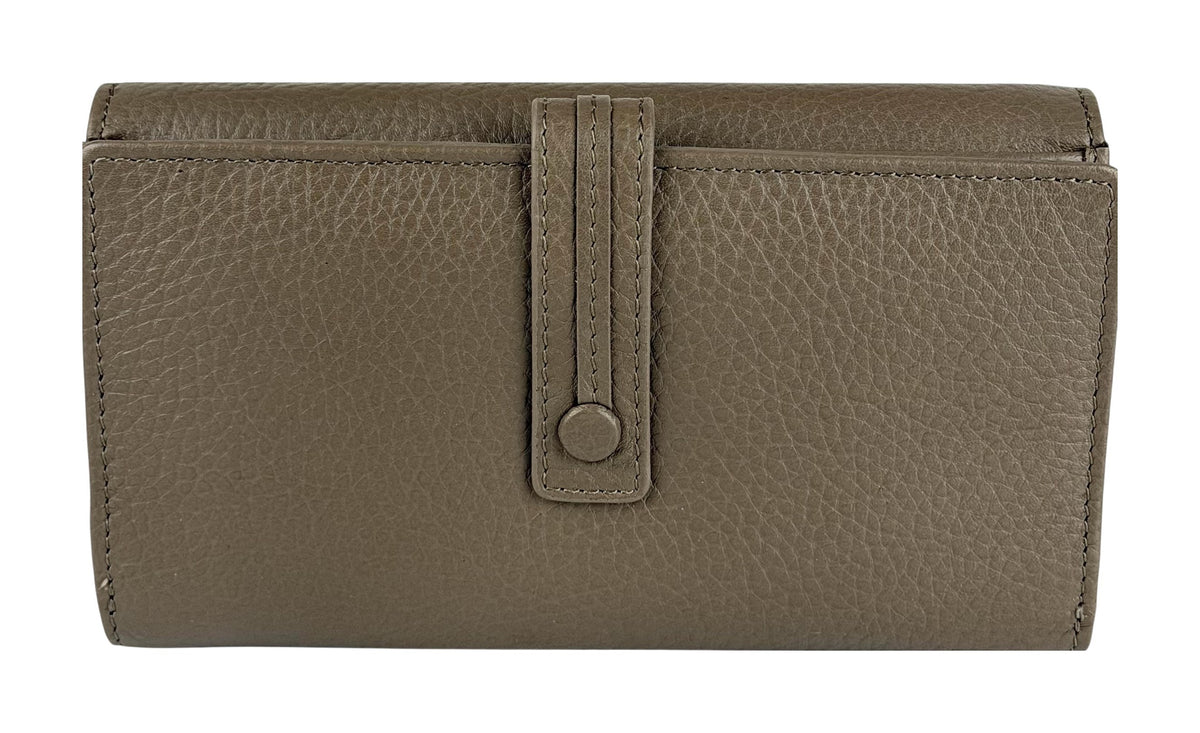 HE333 Dark Taupe Accordion Snap Wallet