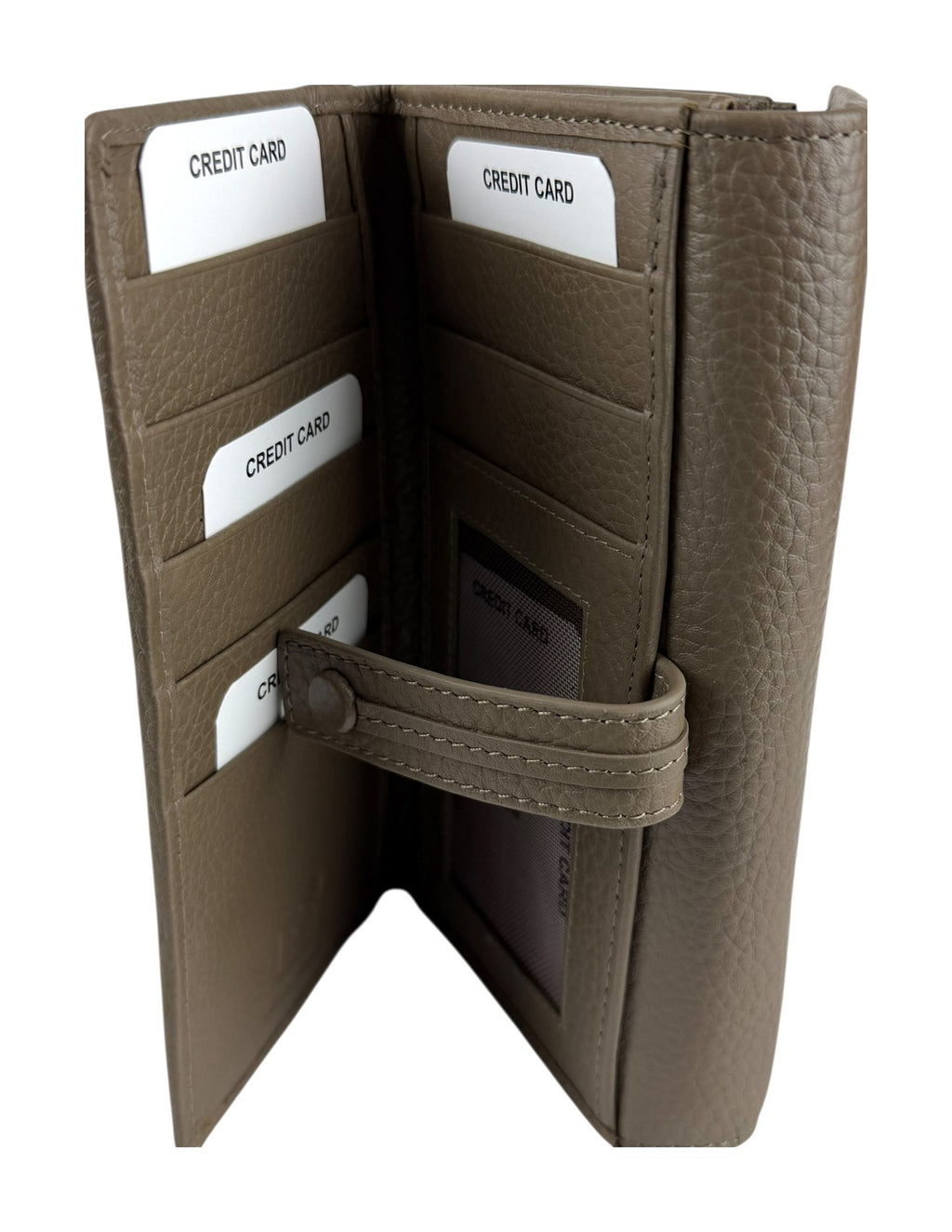 HE333 Dark Taupe Accordion Snap Wallet