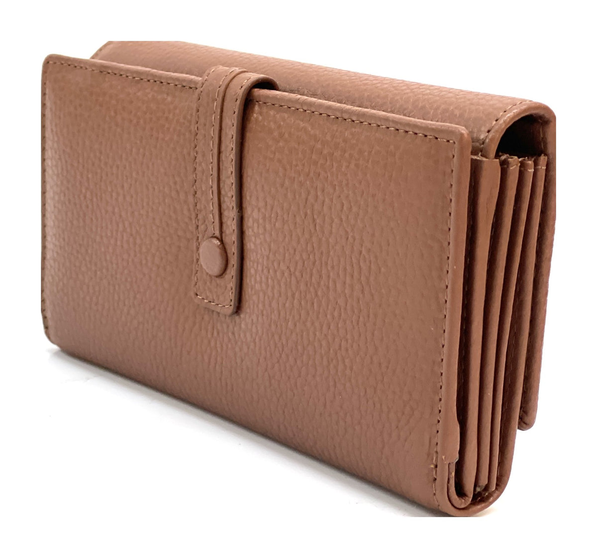 HE334 Cognac Accordion Snap Wallet