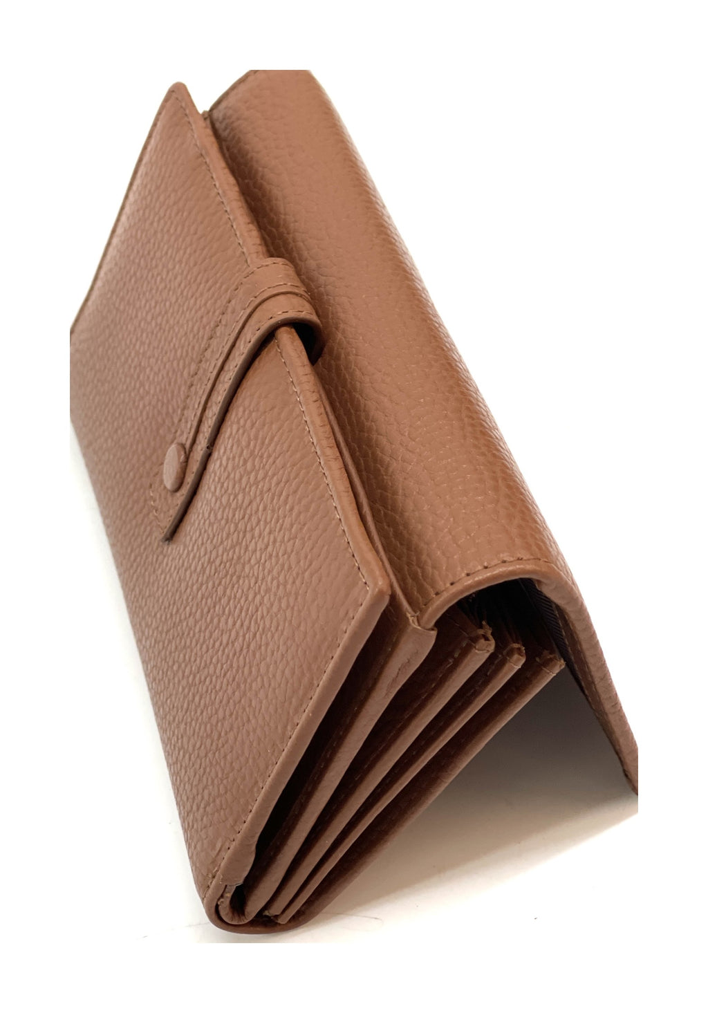 HE334 Cognac Accordion Snap Wallet