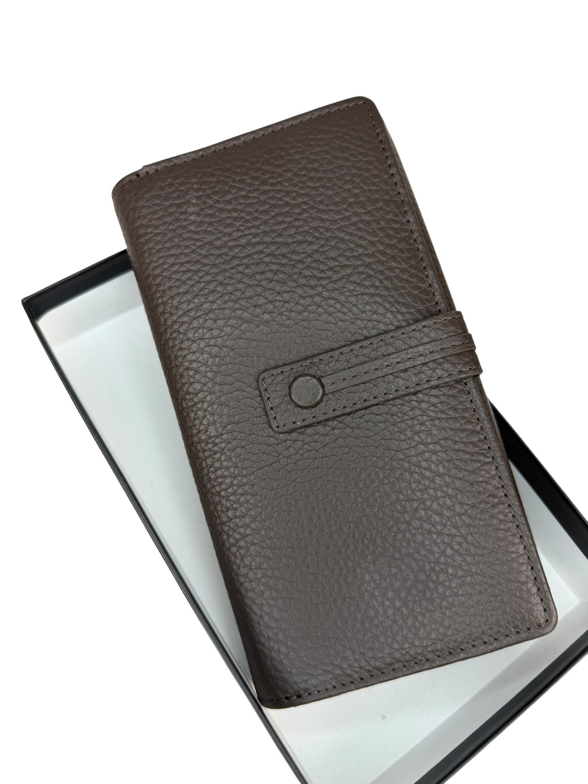 HE335 Dark Brown Accordion Snap Wallet