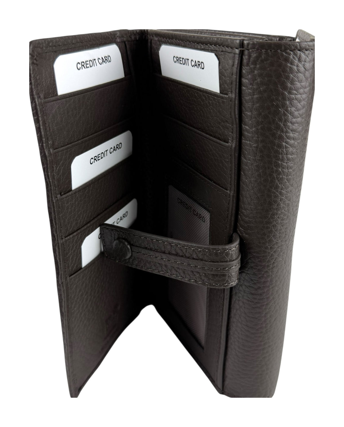 HE335 Dark Brown Accordion Snap Wallet