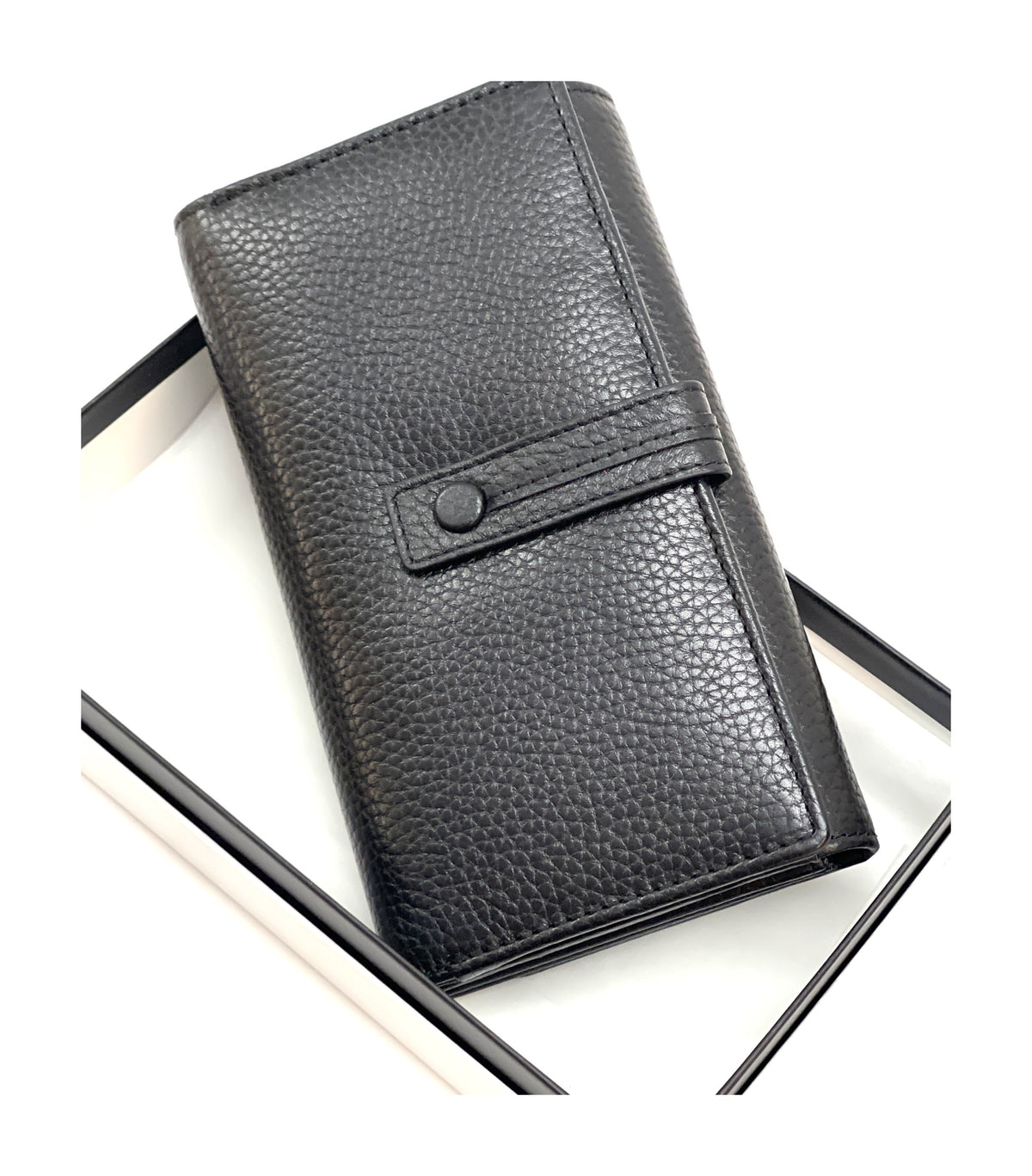 HE336 Black Accordion Snap Wallet