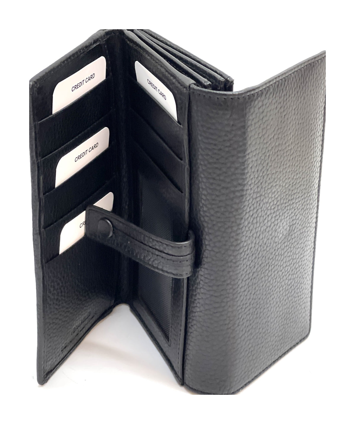 HE336 Black Accordion Snap Wallet