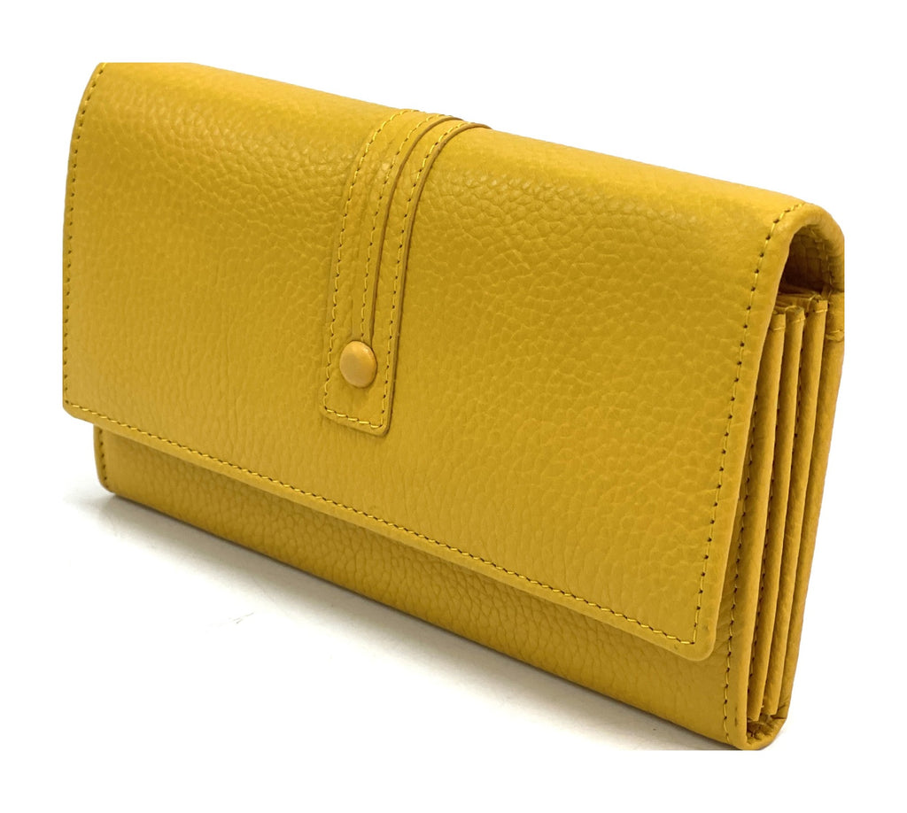 HE337 Yellow Long Flap Wallet