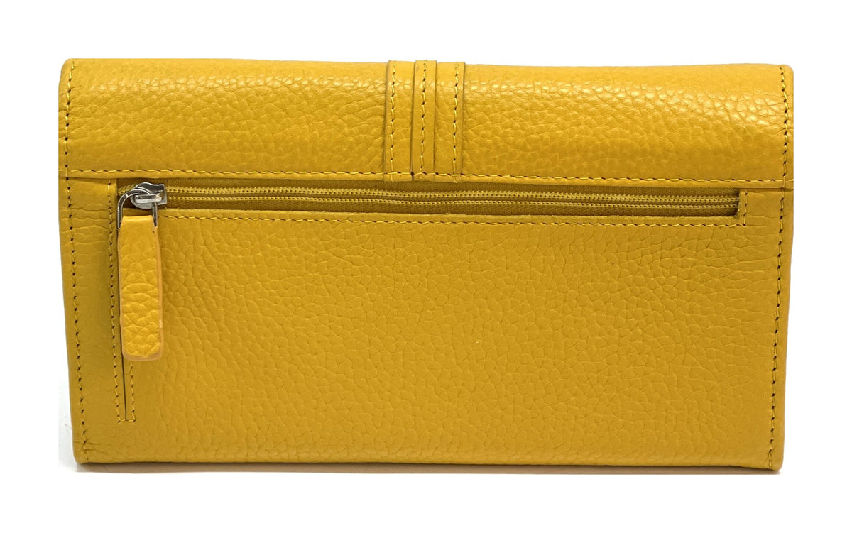 HE337 Yellow Long Flap Wallet