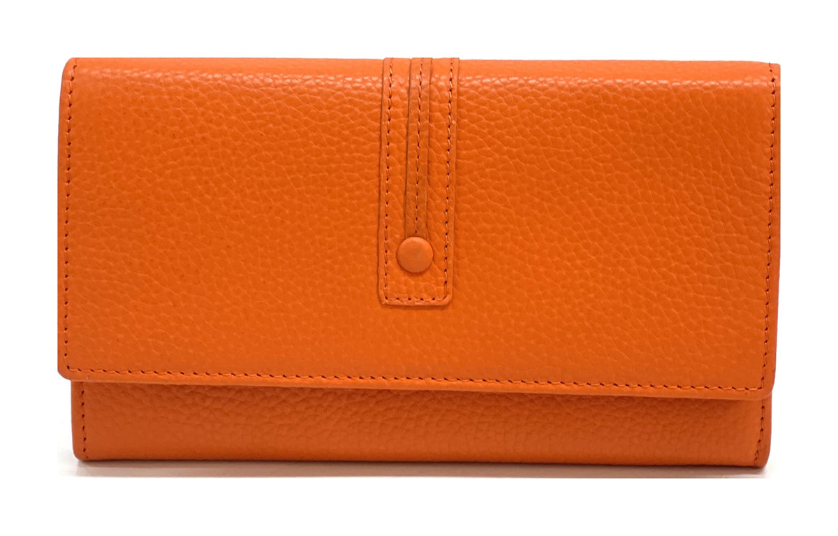 HE339 Orange Long Flap Wallet