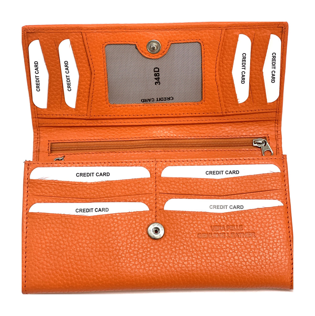 HE339 Orange Long Flap Wallet