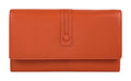 HE340 Papaya Orange Long Leather Flap Wallet