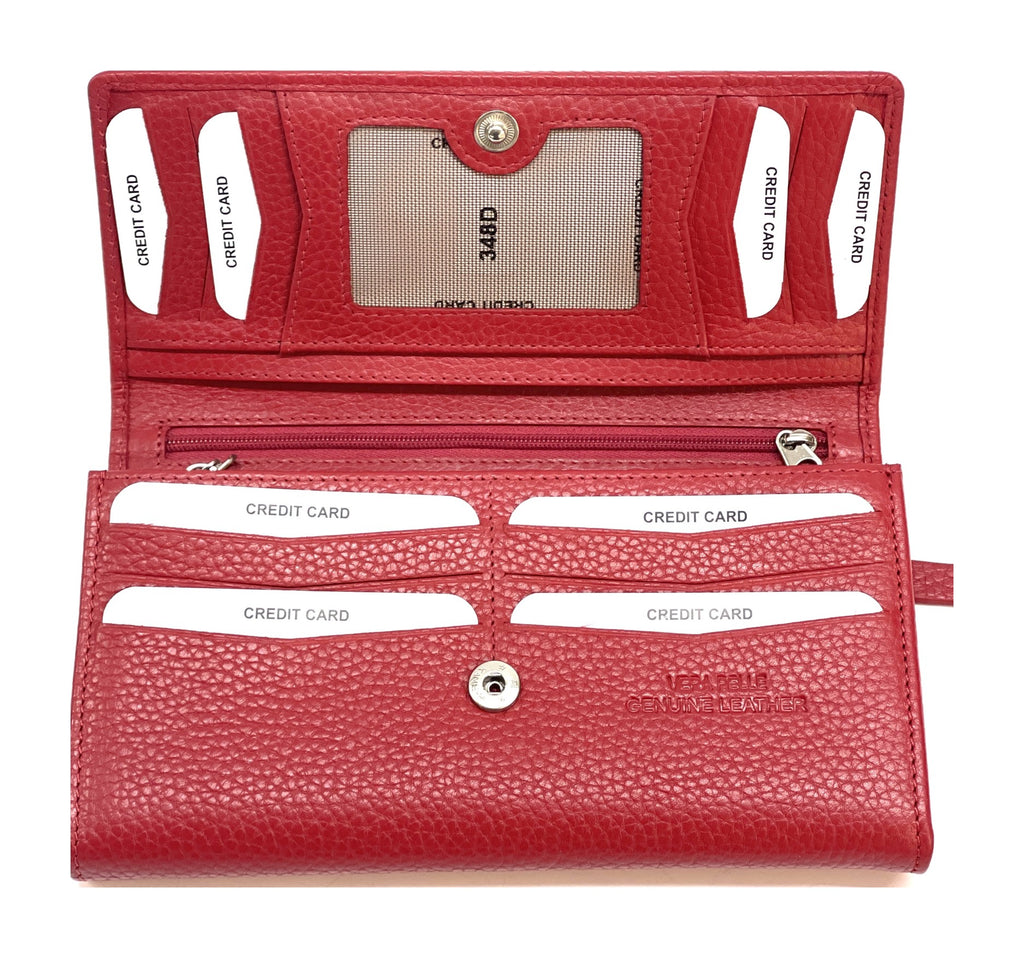 HE341 Red Long Flap Wallet