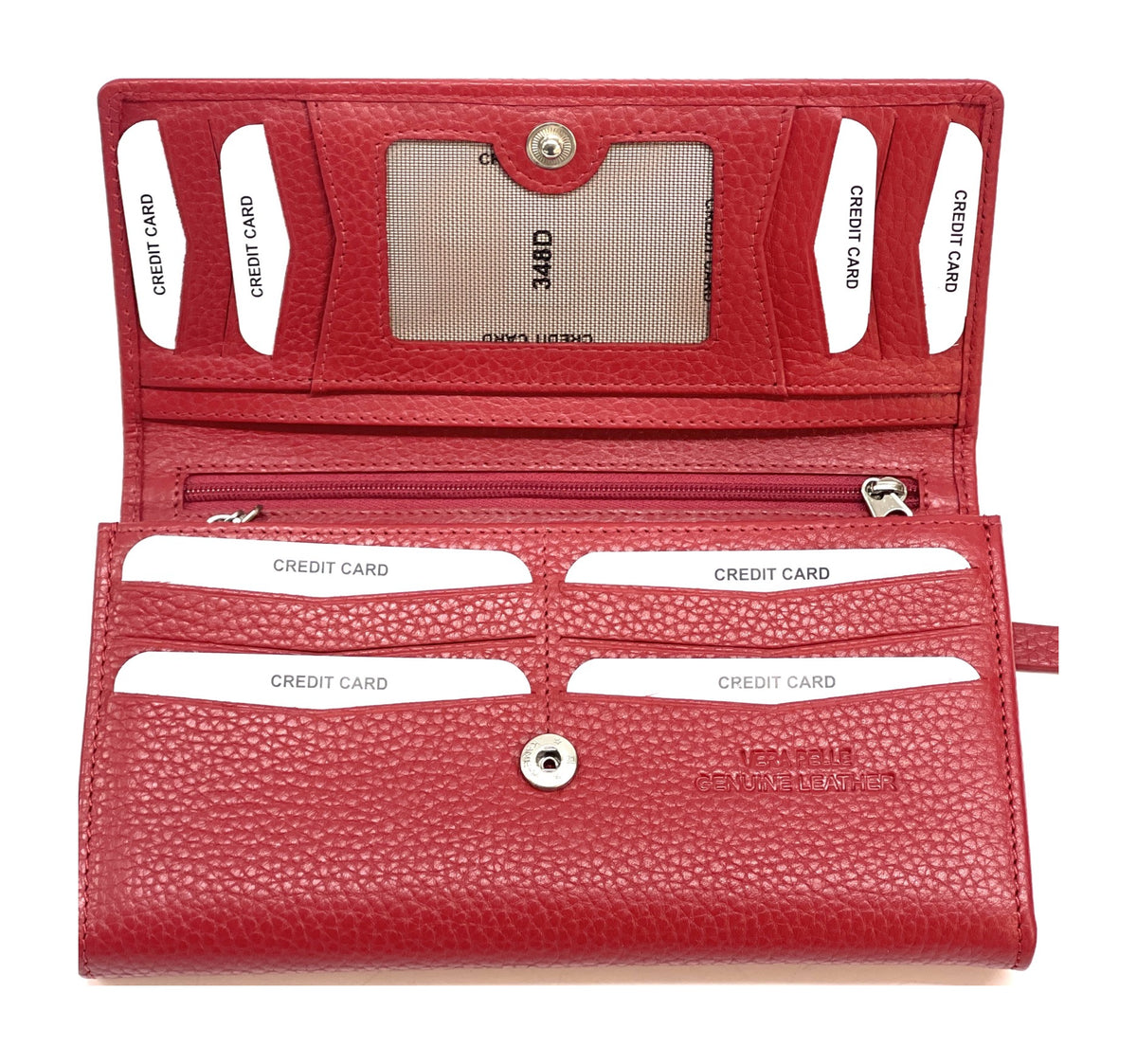 HE341 Red Long Flap Wallet